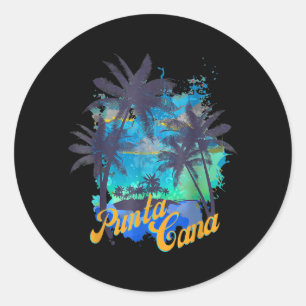 Punta Cana Beaches Summer Palm Tree Family Classic Round Sticker