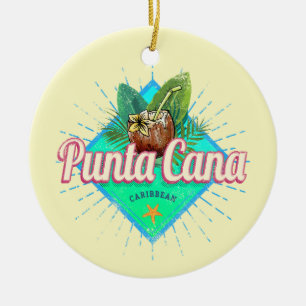 Punta Cana Caribbean Dominican Republic Retro Ceramic Ornament