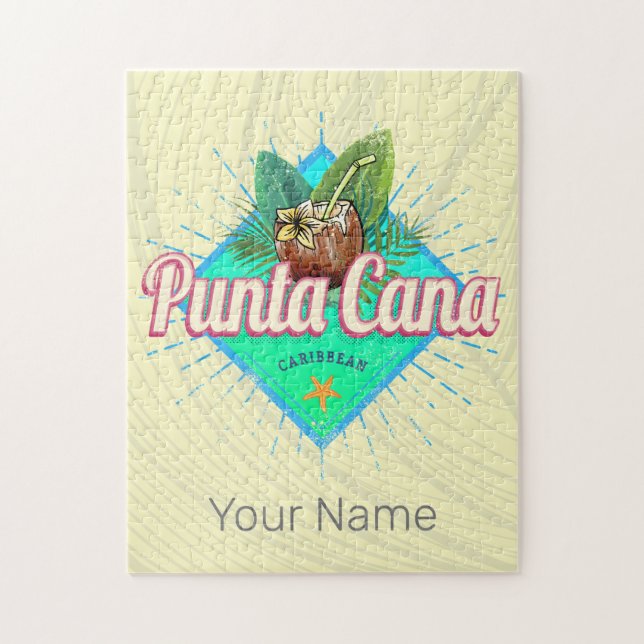 Punta Cana Caribbean Dominican Republic Retro Jigsaw Puzzle (Vertical)