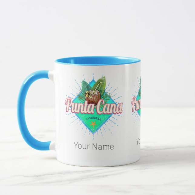 Punta Cana Caribbean Dominican Republic Retro Mug (Left)