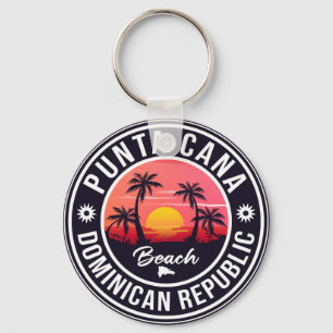 Punta Cana Dominican Palm Tree Beach Vintage Key Ring