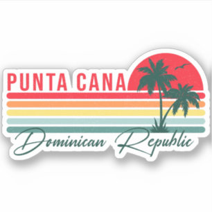 Punta Cana Dominican Palm Tree Retro Sunset 60s