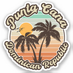 Punta Cana Dominican Palm Tree Retro Sunset 80s