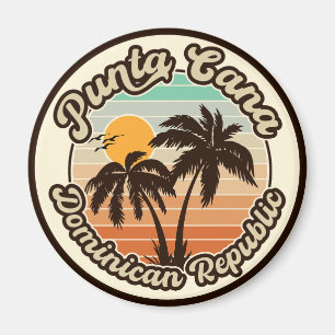 Punta Cana Dominican Palm Tree Retro Sunset 80s Magnet