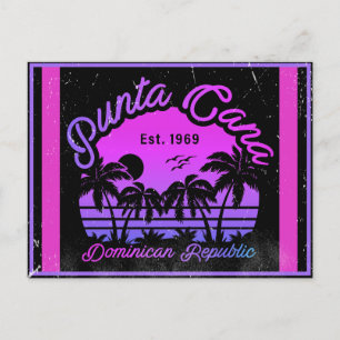Punta Cana Dominican Palm Tree Retro Sunset 80s Postcard