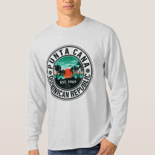 Punta Cana Dominican Palm Tree Retro Sunset 80s T-Shirt
