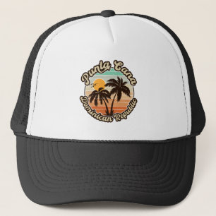Punta Cana Dominican Palm Tree Retro Sunset 80s Trucker Hat