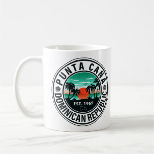 Punta Cana Dominican Palm Tree Retro Sunset Coffee Mug