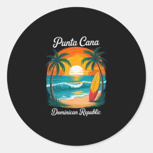 Punta Cana Dominican Republic Beach Sunset Vacatio Classic Round Sticker