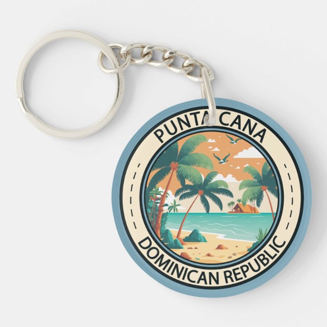 Punta Cana Dominican Republic Hut Badge Key Ring (Front)