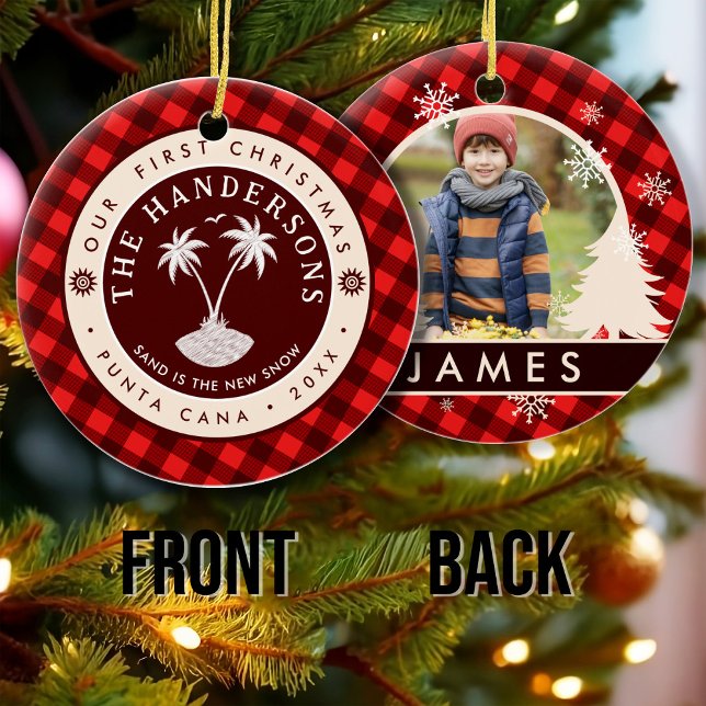 Punta Cana Dominican Republic Palm Tree Souvenir Ceramic Ornament (Creator Uploaded)