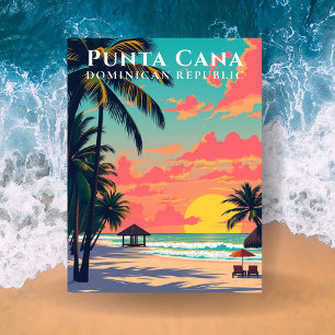 Punta Cana Dominican Republic Retro Beach Travel Postcard