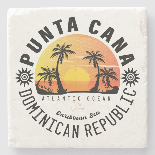 Punta Cana Dominican Republic - Retro Souvenir 60s Stone Coaster (Front)