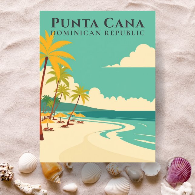 Punta Cana Dominican Republic Retro Tropical Beach Postcard (Punta Cana Dominican Republic Retro Tropical Beach Postcard)