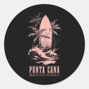 Punta Cana Dominican Republic Surfing Vintage Surf Classic Round Sticker