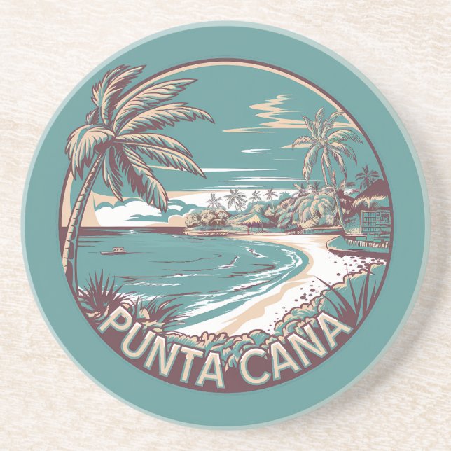 Punta Cana Dominican Republic Travel Art Badge Coaster (Front)