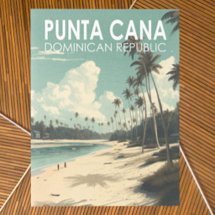 Punta Cana Dominican Republic Travel Art Vintage Postcard
