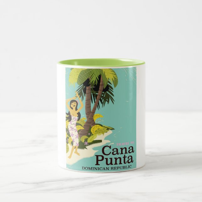 Punta Cana Dominican Republic Travel poster Two-Tone Coffee Mug (Center)