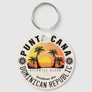 Punta Cana Dominican Retro Sunset Souvenir 60s Key Ring