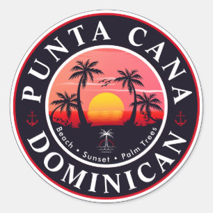 Punta Cana Dominican Travel Family Vacation Sunset Classic Round Sticker