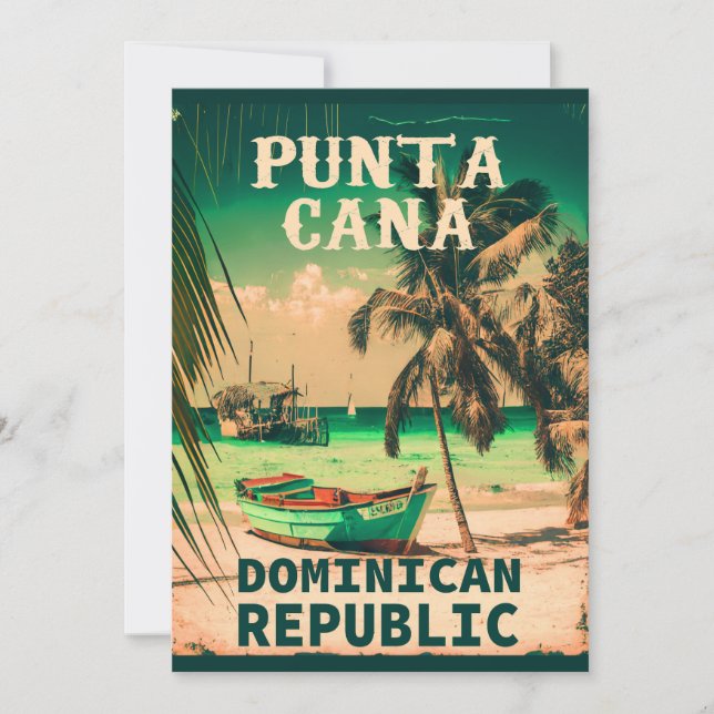 Punta Cana Dominican - Vintage Souvenir 80s Holiday Card (Front)