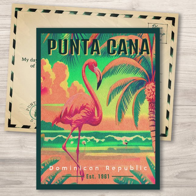 Punta Cana DR Retro Flamingos Souvenir 1960s Postcard (Creator Uploaded)