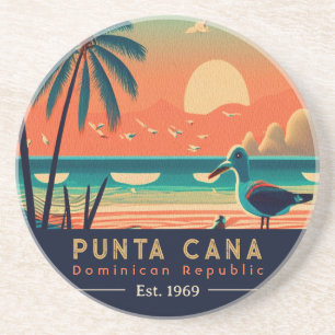 Punta Cana DR Retro Sunset Souvenirs 1960s Coaster