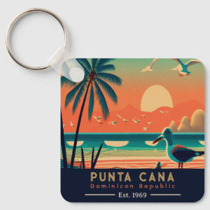 Punta Cana DR Retro Sunset Souvenirs 1960s Key Ring