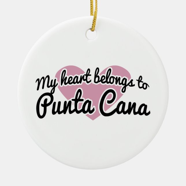 Punta Cana Heart Ceramic Tree Decoration (Front)