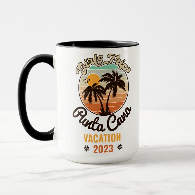 Punta Cana personalise Vacation 2023 Retro 60s Mug (Left)