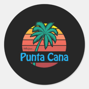 Punta Cana Retro Summer Palm Tree Beach Gift Men W Classic Round Sticker