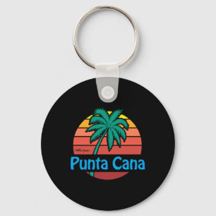 Punta Cana Retro Summer Palm Tree Beach Gift Men W Key Ring