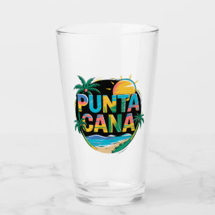 Punta Cana Sunset Colourful Travel Art Emblem Glass