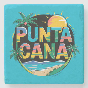 Punta Cana Sunset Colourful Travel Art Emblem Stone Coaster
