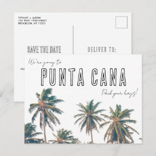 Punta Cana Tropical Beach Wedding Save the Date Postcard