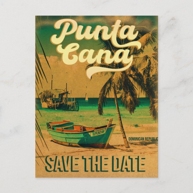 Punta Cana Tropical Wedding Save the Dates Postcar Postcard (Front)