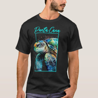 Punta Cana Watercolor Sea Turtle Portrait T-Shirt