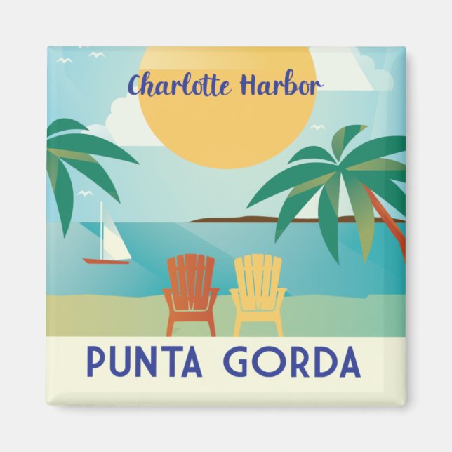 Punta Gorda, Charlotte Harbour Florida Illustratio Magnet (Front)