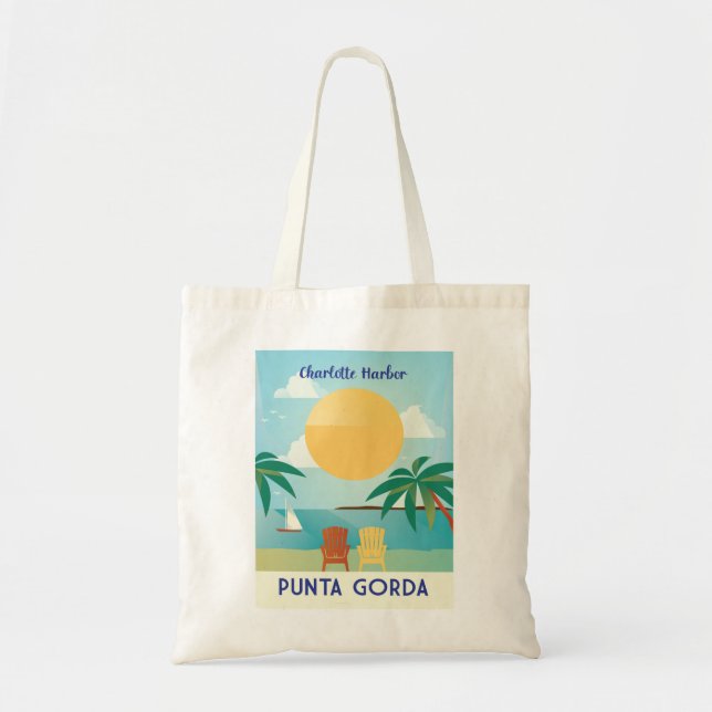 Punta Gorda Florida Charlotte Harbour retro style Tote Bag (Front)