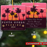 Punta Gorda Florida Retro Sunset Palm tree 1980s Ceramic Ornament<br><div class="desc">Punta Gorda Florida. This retro design makes a great Christmas or Birthday gift for fans of Punta Gorda Beach. The retro summer vibes design is a perfect gift for travel lovers and tropical Destination fans. - You can personalise the template by adding a name of your city or location, year...</div>