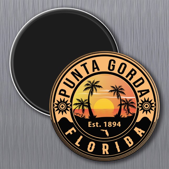 Punta Gorda Florida Retro Sunset Souvenirs Magnet (Creator Uploaded)