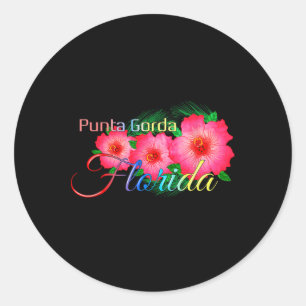 Punta Gorda Florida Tropical Flowers Family Vacati Classic Round Sticker
