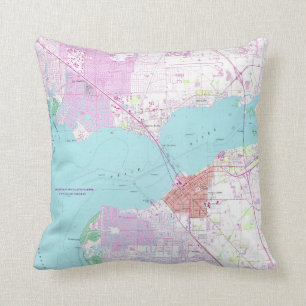 Punta Gorda & Port Charlotte Florida Map (1957) Cushion