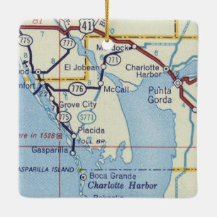 Punta Gorda Vintage Map Ceramic Ornament