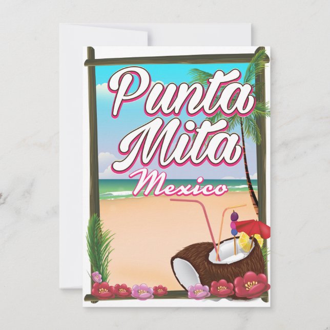 Punta Mita, Mexico Beach travel poster Invitation (Back)