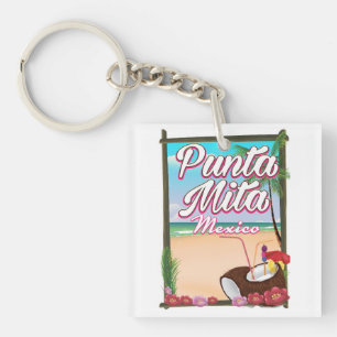 Punta Mita, Mexico Beach travel poster Key Ring