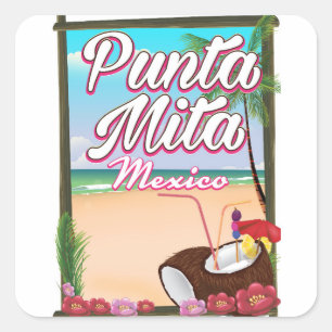 Punta Mita, Mexico Beach travel poster Square Sticker