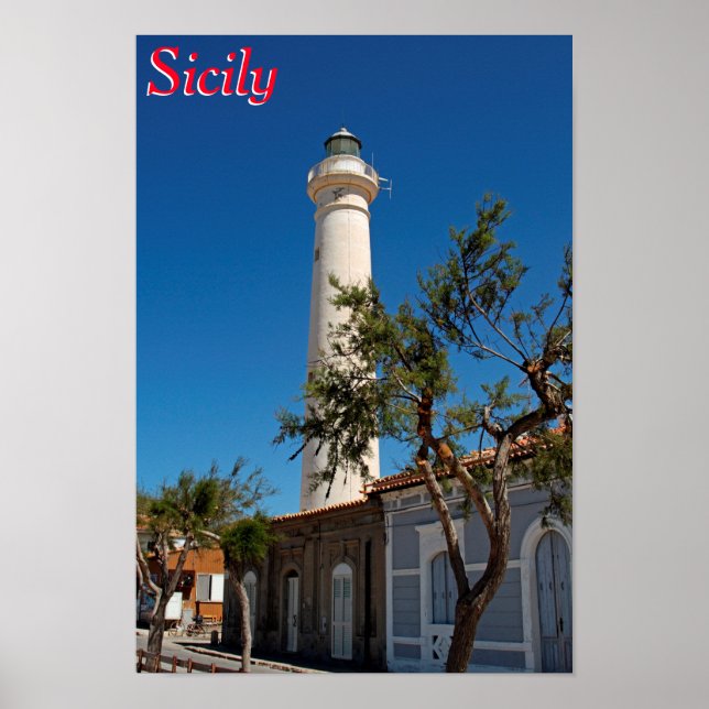 Punta Secca lighthouse, Sicily, Italy Poster (Front)