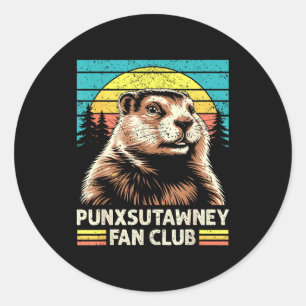 Punxsutawney Groundhog Retro Fan Club Vintage Suns Classic Round Sticker