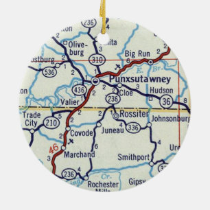 Punxsutawney Map Ceramic Ornament